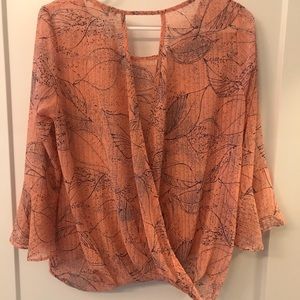 ❌ SOLD S Anthropologie sheer peach open back top